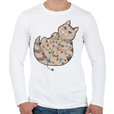 PRINTFASHION Karácsonyi cica - Férfi hosszú ujjú póló - Fehér férfi póló