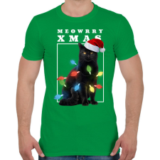 PRINTFASHION Karácsonyi cica - Férfi póló - Zöld férfi póló