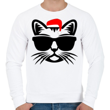 PRINTFASHION Karácsonyi Cica  - Férfi pulóver - Fehér férfi pulóver, kardigán