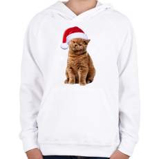 PRINTFASHION Karácsonyi cica - Gyerek kapucnis pulóver - Fehér