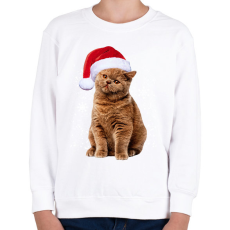 PRINTFASHION Karácsonyi cica - Gyerek pulóver - Fehér