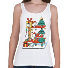 PRINTFASHION Karácsonyi cica ház - Női atléta - Fehér női trikó