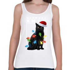 PRINTFASHION Karácsonyi cica - Női atléta - Fehér női trikó