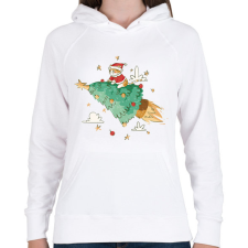 PRINTFASHION Karácsonyi cica - Női kapucnis pulóver - Fehér női pulóver, kardigán