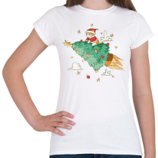 PRINTFASHION Karácsonyi cica - Női póló - Fehér