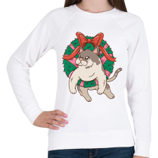 PRINTFASHION Karácsonyi cica - Női pulóver - Fehér női pulóver, kardigán