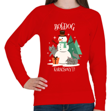 PRINTFASHION Karácsonyi Cica - Női pulóver - Piros