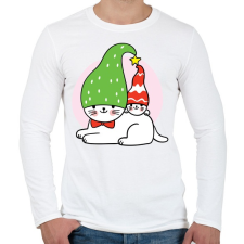 PRINTFASHION Karácsonyi cicák - Férfi hosszú ujjú póló - Fehér férfi póló