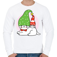 PRINTFASHION Karácsonyi cicák - Férfi pulóver - Fehér férfi pulóver, kardigán