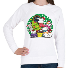 PRINTFASHION Karácsonyi cicás- Meowy - Női pulóver - Fehér