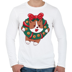 PRINTFASHION Karácsonyi corgi - Férfi hosszú ujjú póló - Fehér
