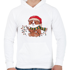 PRINTFASHION Karácsonyi corgi - Férfi kapucnis pulóver - Fehér férfi pulóver, kardigán