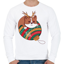 PRINTFASHION Karácsonyi corgi  - Férfi pulóver - Fehér férfi pulóver, kardigán