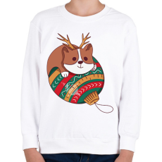 PRINTFASHION Karácsonyi corgi  - Gyerek pulóver - Fehér