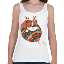 PRINTFASHION Karácsonyi corgi  - Női atléta - Fehér női trikó