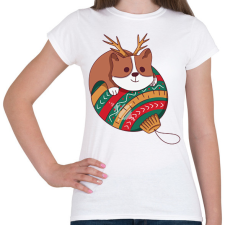 PRINTFASHION Karácsonyi corgi - Női póló - Fehér női póló