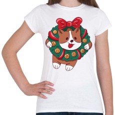 PRINTFASHION Karácsonyi corgi - Női póló - Fehér