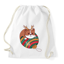 PRINTFASHION Karácsonyi corgi - Sportzsák, Tornazsák - Fehér tornazsák