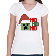 PRINTFASHION Karácsonyi creeper - Női V-nyakú póló - Fehér