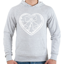 PRINTFASHION Karácsonyi csengős szív - Férfi kapucnis pulóver - Sport szürke férfi pulóver, kardigán