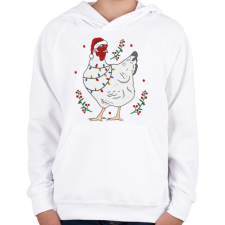PRINTFASHION Karácsonyi csirke - Gyerek kapucnis pulóver - Fehér gyerek pulóver, kardigán