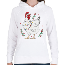 PRINTFASHION Karácsonyi csirke - Női kapucnis pulóver - Fehér női pulóver, kardigán