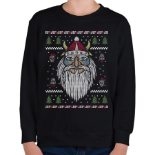 PRINTFASHION Karácsonyi csúny minta - viking  - Gyerek pulóver - Fekete gyerek pulóver, kardigán