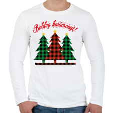 PRINTFASHION Karácsonyi csúnya minta - Férfi hosszú ujjú póló - Fehér férfi póló