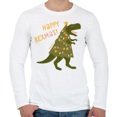 PRINTFASHION Karácsonyi dínó - Férfi hosszú ujjú póló - Fehér