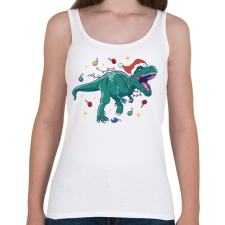 PRINTFASHION Karácsonyi dínó - Női atléta - Fehér női trikó