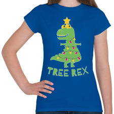 PRINTFASHION Karácsonyi dínó - Tree rex - Női póló - Királykék női póló