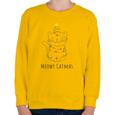 PRINTFASHION Karácsonyi égő cica - Gyerek pulóver - Sárga gyerek pulóver, kardigán