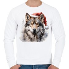 PRINTFASHION Karácsonyi farkas - Férfi pulóver - Fehér férfi pulóver, kardigán
