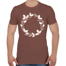 PRINTFASHION Karácsonyi fehér koszorú - Férfi póló - Mogyoróbarna férfi póló