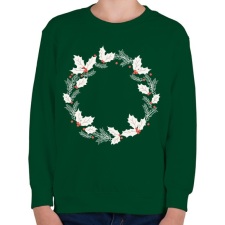 PRINTFASHION Karácsonyi fehér koszorú - Gyerek pulóver - Sötétzöld gyerek pulóver, kardigán