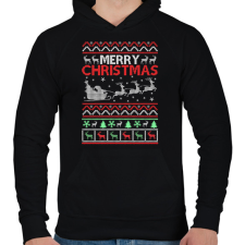 PRINTFASHION karácsonyi - Férfi kapucnis pulóver - Fekete férfi pulóver, kardigán