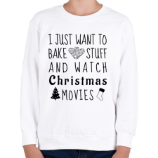 PRINTFASHION Karácsonyi filmek és sütés - Gyerek pulóver - Fehér gyerek pulóver, kardigán