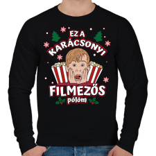 PRINTFASHION Karácsonyi filmezős póló - Férfi pulóver - Fekete férfi pulóver, kardigán