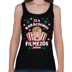 PRINTFASHION Karácsonyi filmezős póló - Női atléta - Fekete