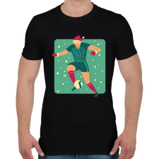 PRINTFASHION Karácsonyi focista - Férfi póló - Fekete férfi póló