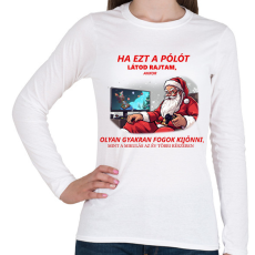 PRINTFASHION karácsonyi gamer póló - Női hosszú ujjú póló - Fehér