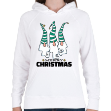 PRINTFASHION Karácsonyi gnómok - Női kapucnis pulóver - Fehér női pulóver, kardigán