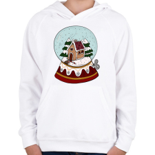PRINTFASHION Karácsonyi hógömb - Gyerek kapucnis pulóver - Fehér gyerek pulóver, kardigán