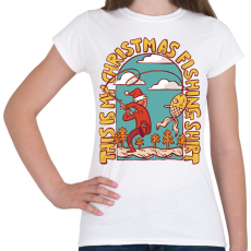 PRINTFASHION Karácsonyi horgász póló - Női póló - Fehér