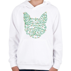 PRINTFASHION Karácsonyi izzók - cica fej - Gyerek kapucnis pulóver - Fehér