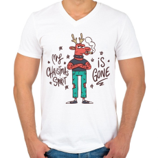 PRINTFASHION Karácsonyi kedv - kedvetlen - Férfi V-nyakú póló - Fehér