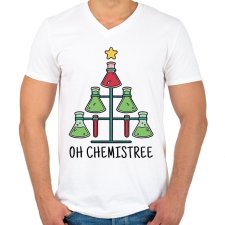 PRINTFASHION Karácsonyi kémia - Férfi V-nyakú póló - Fehér férfi póló