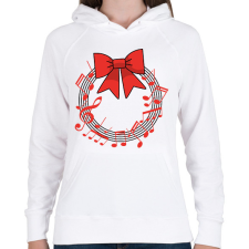 PRINTFASHION Karácsonyi koszorú - Női kapucnis pulóver - Fehér női pulóver, kardigán