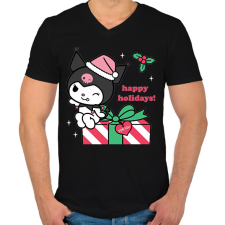 PRINTFASHION karácsonyi kuromi - Férfi V-nyakú póló - Fekete férfi póló