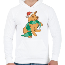 PRINTFASHION Karácsonyi kutya - Férfi kapucnis pulóver - Fehér férfi pulóver, kardigán